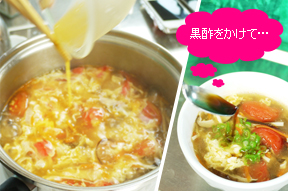 溶き卵を入れます。